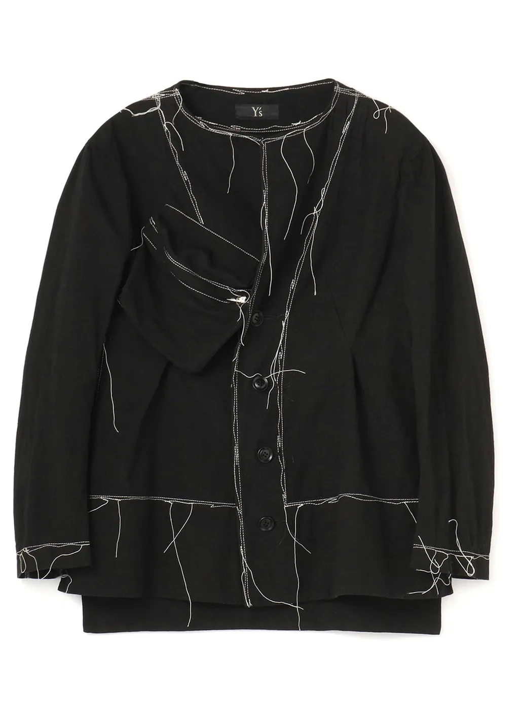 Linen Cotton Canvas Random Check Dye No Collar Jacket