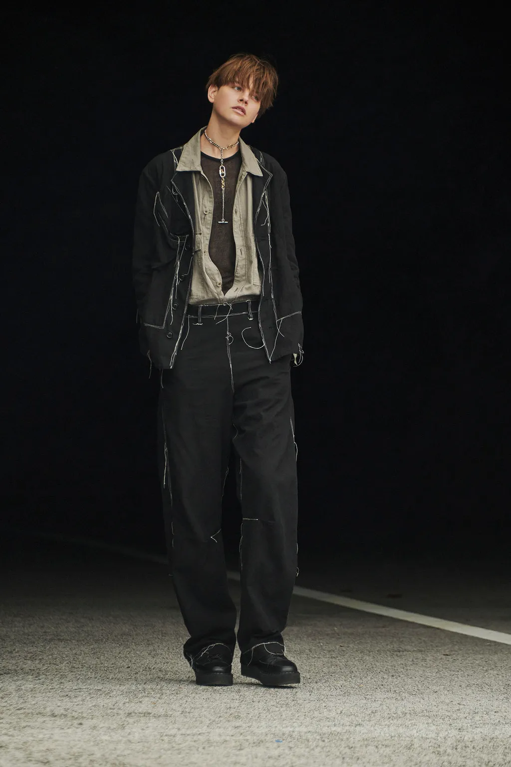 Linen Cotton Canvas Random Check Dye No Collar Jacket