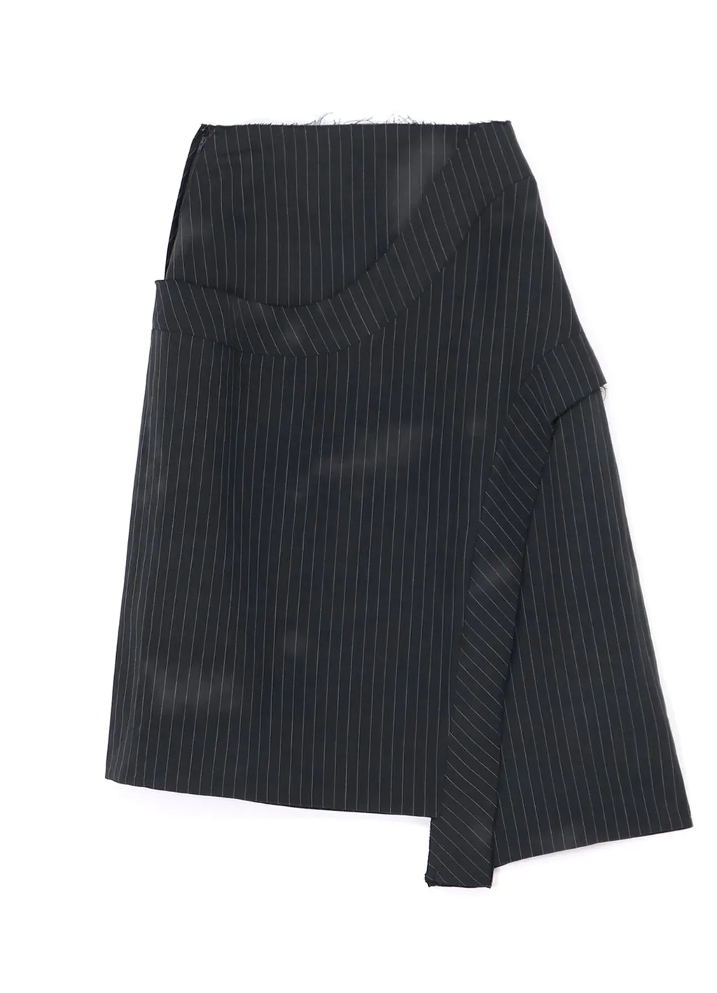Linen Cotton Pin-Striped Uneven Dyeing Panelled Flare Skirt
