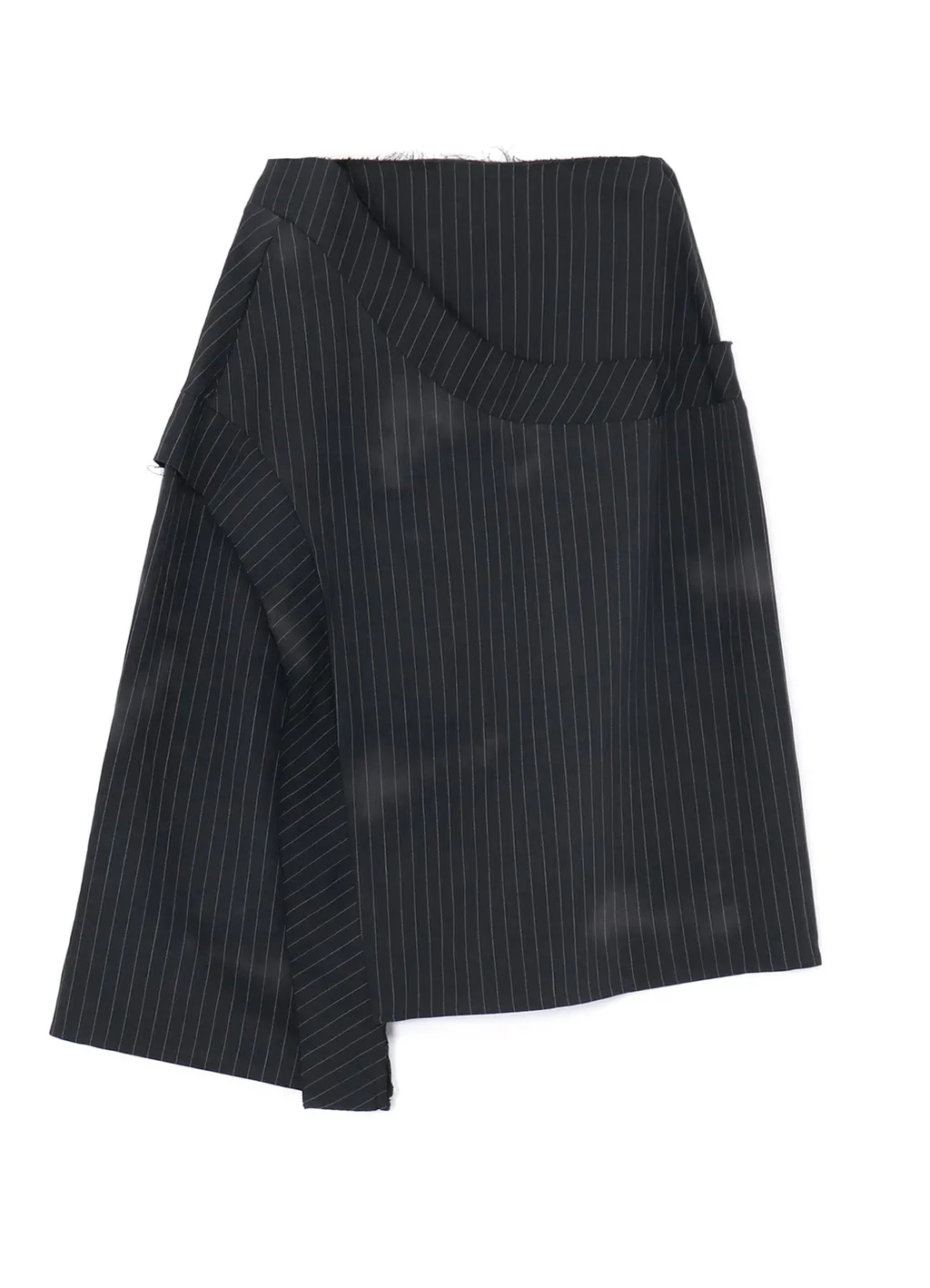 Linen Cotton Pin-Striped Uneven Dyeing Panelled Flare Skirt