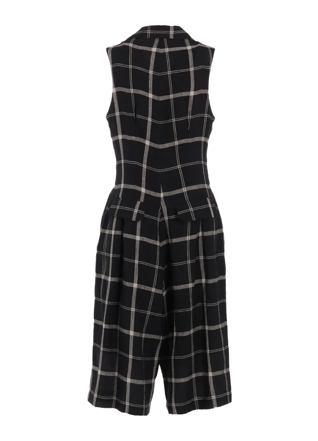 Linen/Nylon Plaid Zip Tucked Jumper Skirt