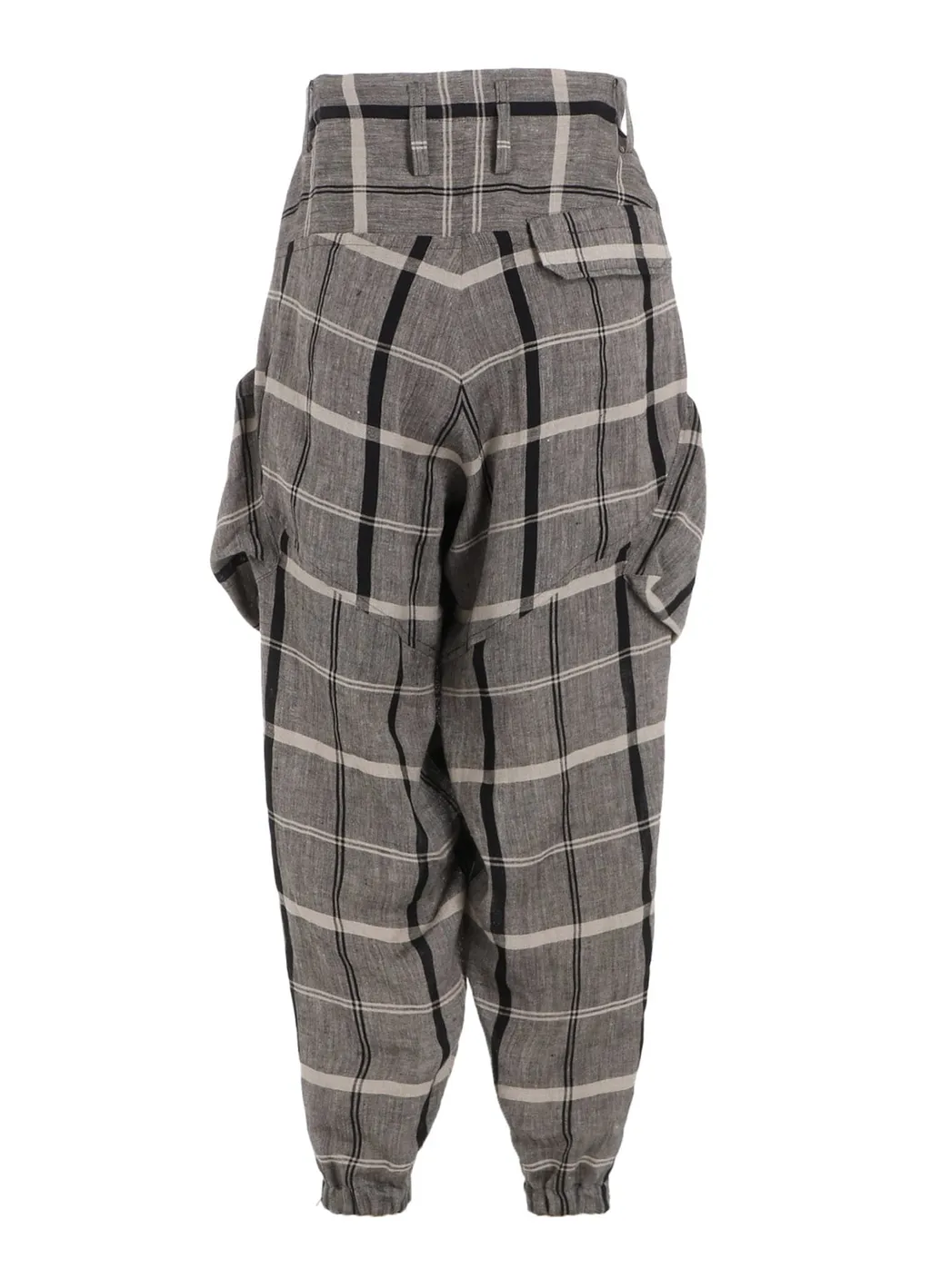 Linen/Nylon Plaid Zip Pocket Pants