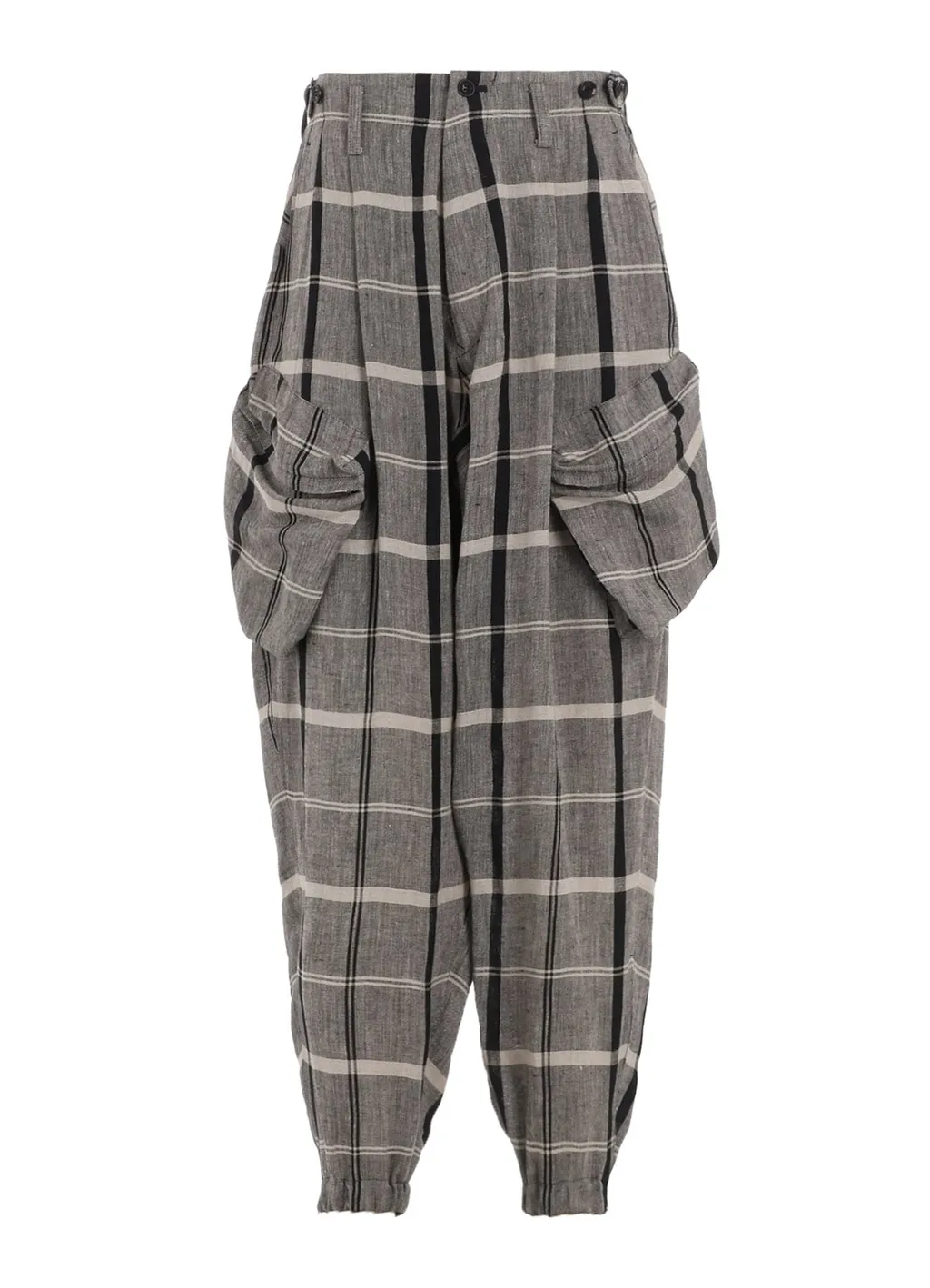 Linen/Nylon Plaid Zip Pocket Pants