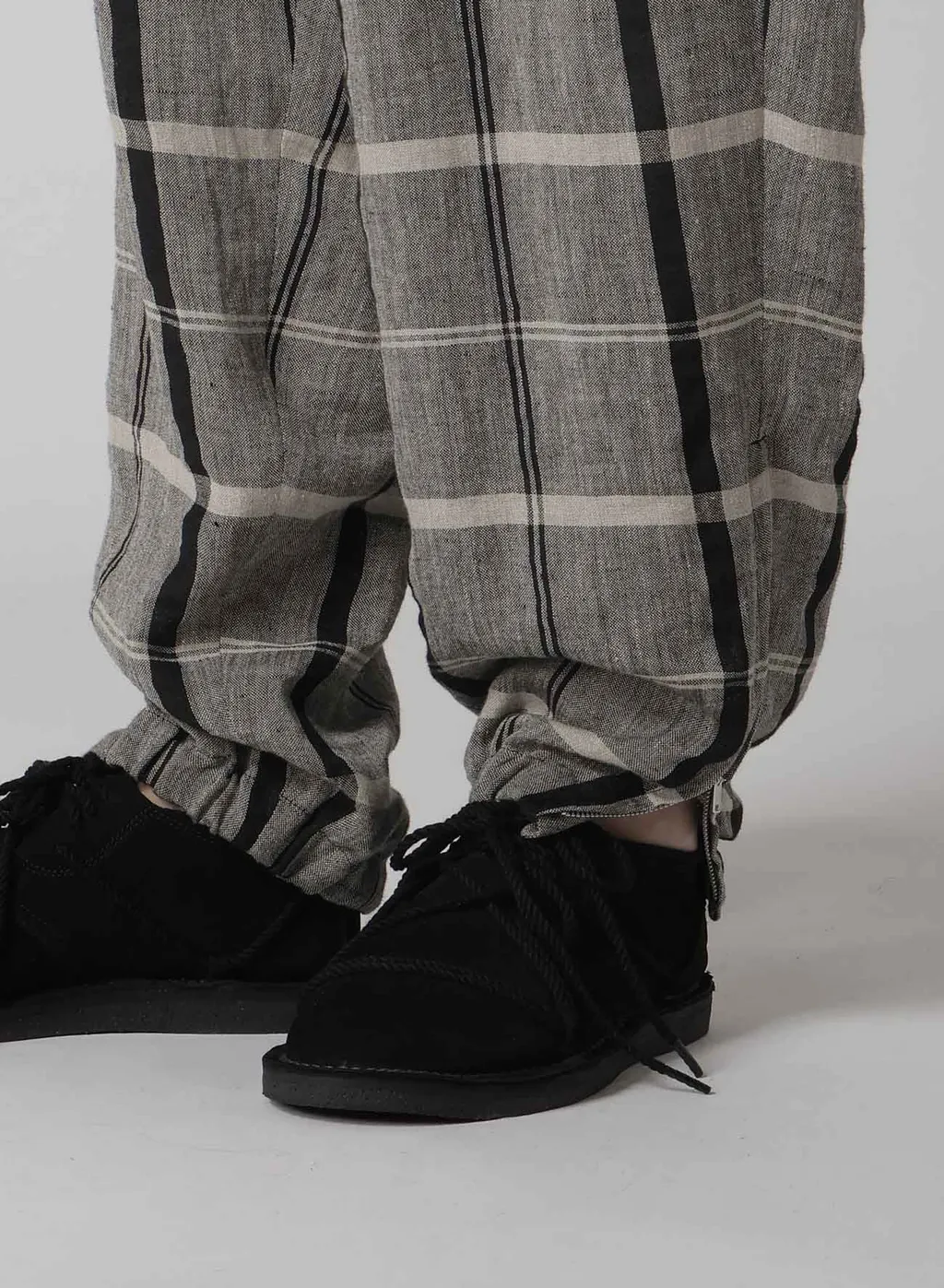 Linen/Nylon Plaid Zip Pocket Pants