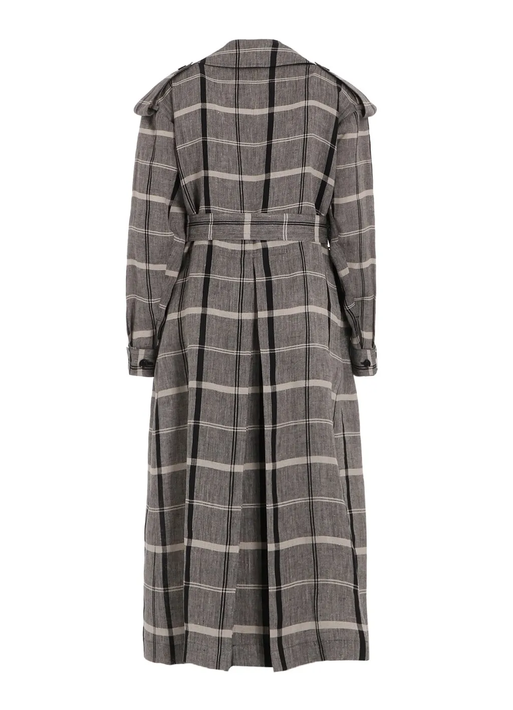 Linen/Nylon Plaid Trench Coat