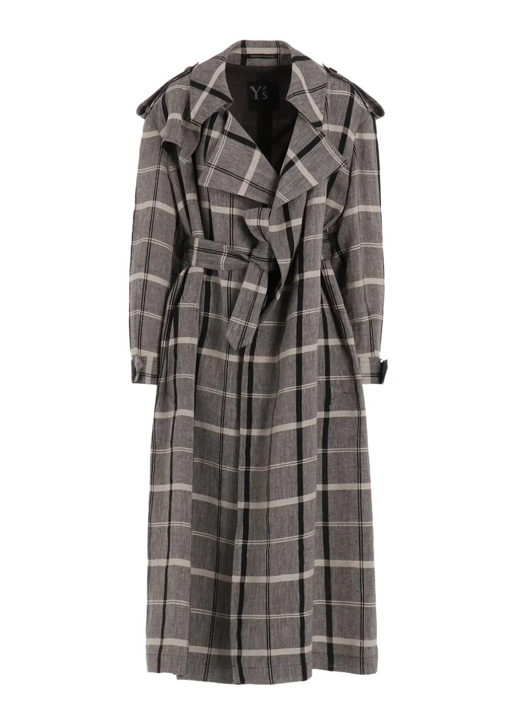 Linen/Nylon Plaid Trench Coat