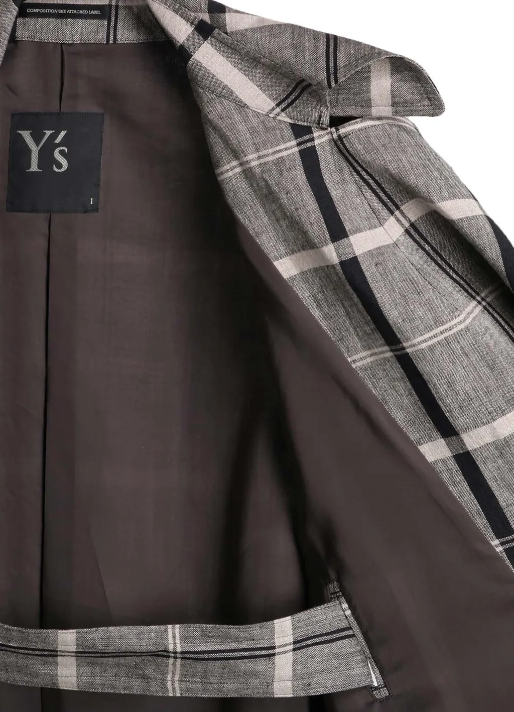 Linen/Nylon Plaid Trench Coat