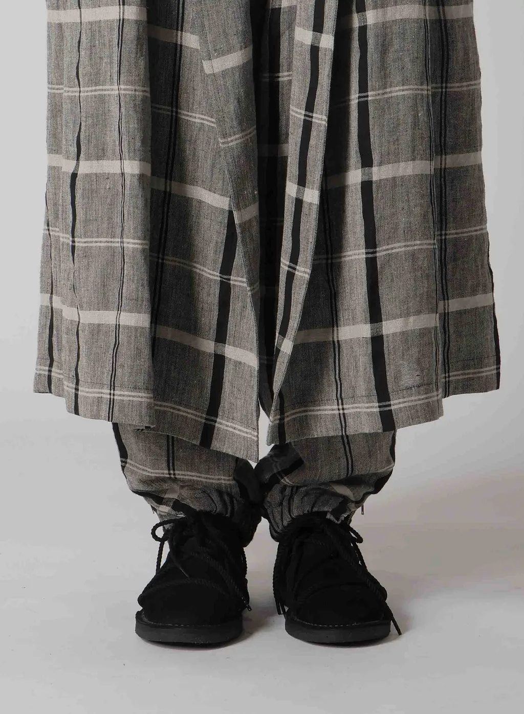 Linen/Nylon Plaid Trench Coat