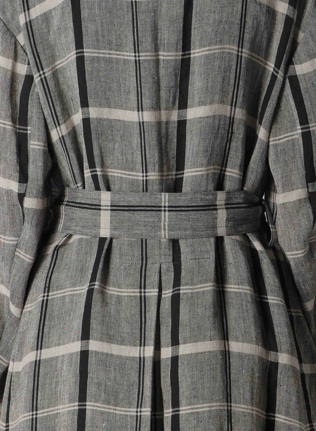 Linen/Nylon Plaid Trench Coat