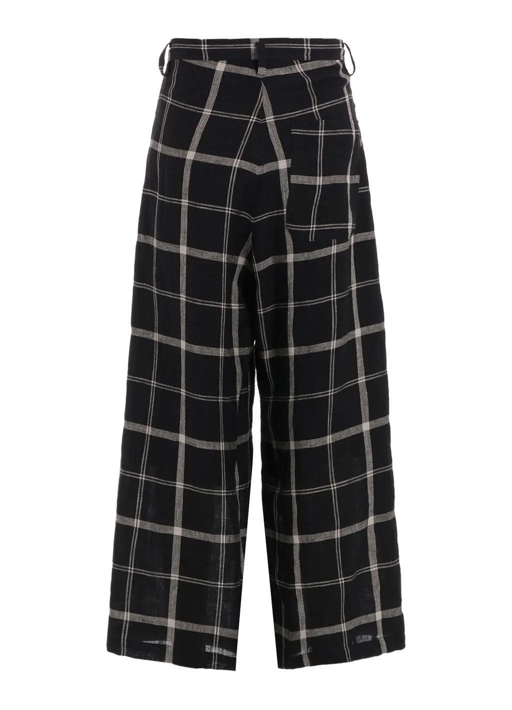 Linen/Nylon Plaid Long Straight Pants