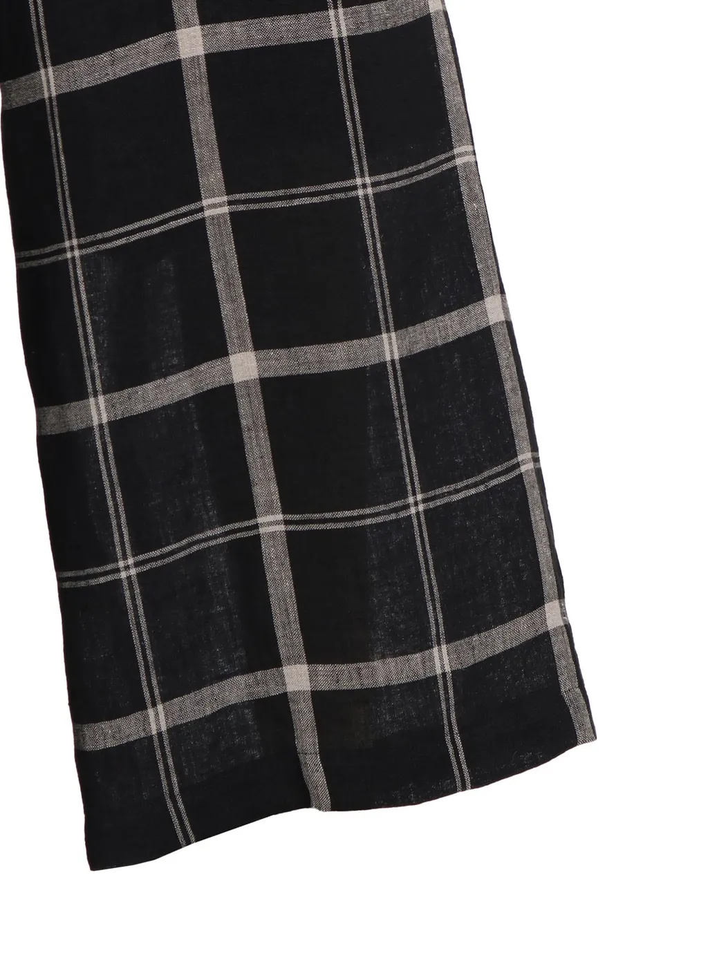 Linen/Nylon Plaid Long Straight Pants