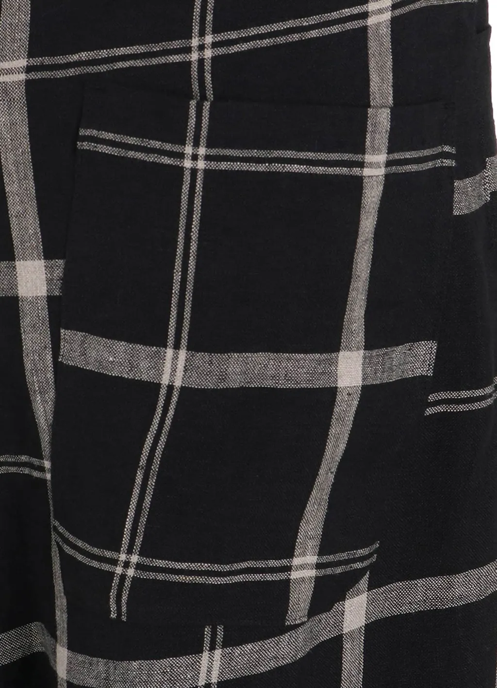 Linen/Nylon Plaid Long Straight Pants