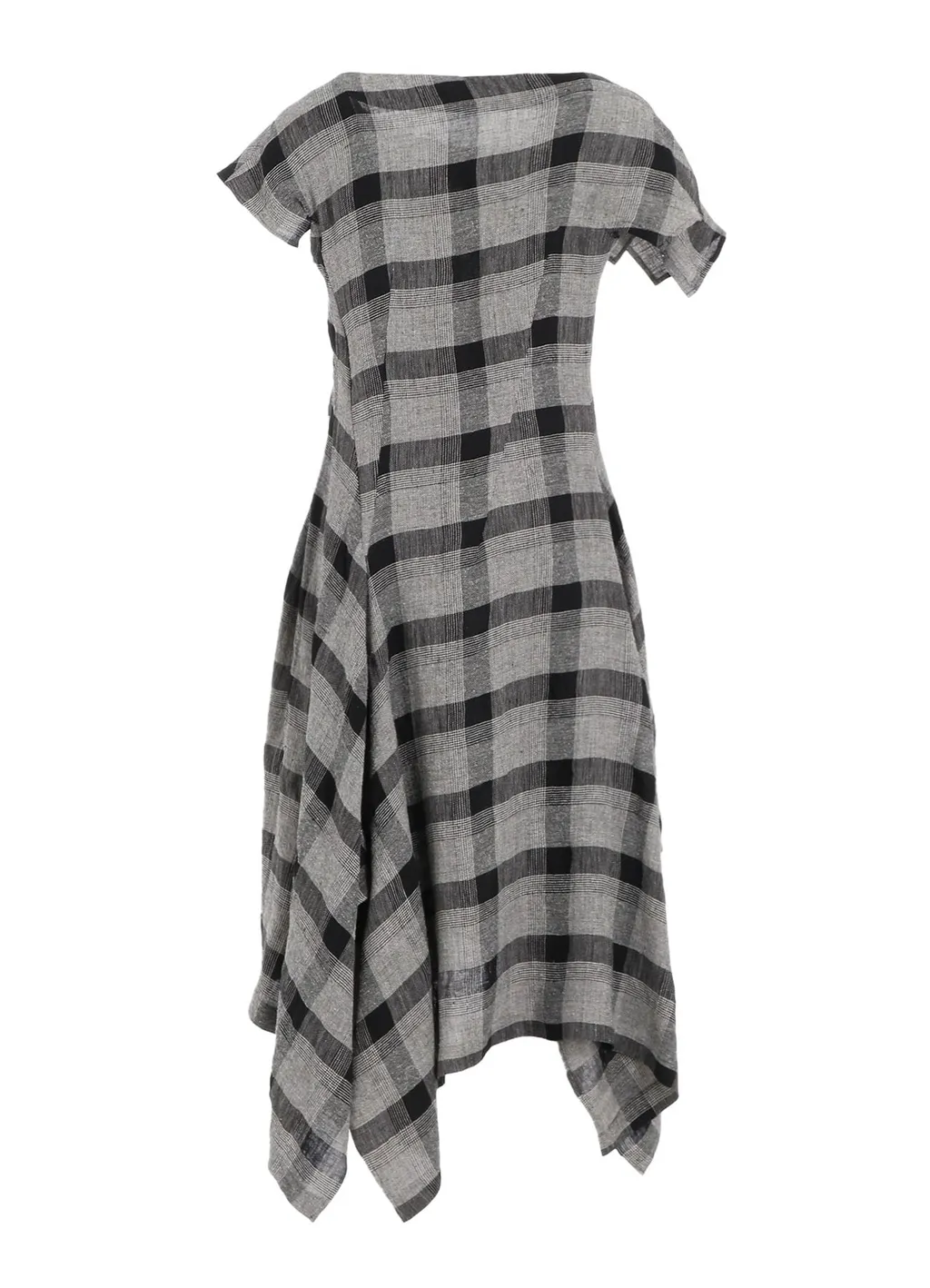 Linen/Silk Plaid Handkerchief Hem Dress