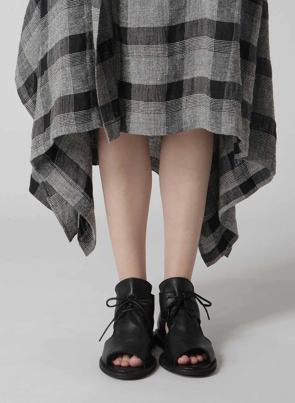 Linen/Silk Plaid Handkerchief Hem Dress