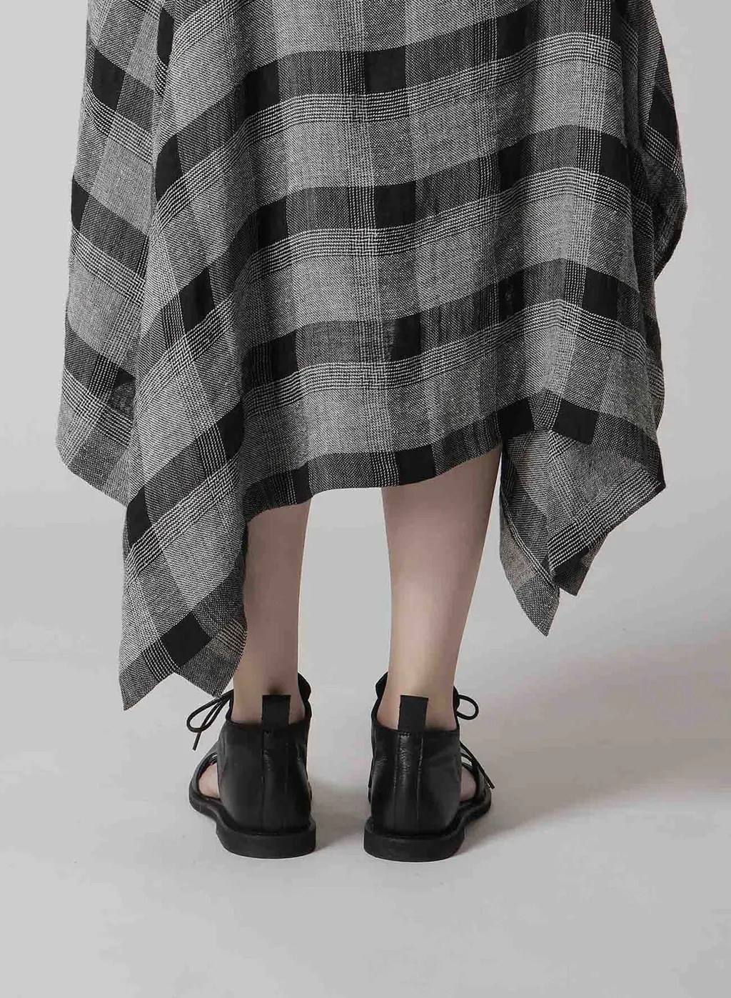 Linen/Silk Plaid Handkerchief Hem Dress