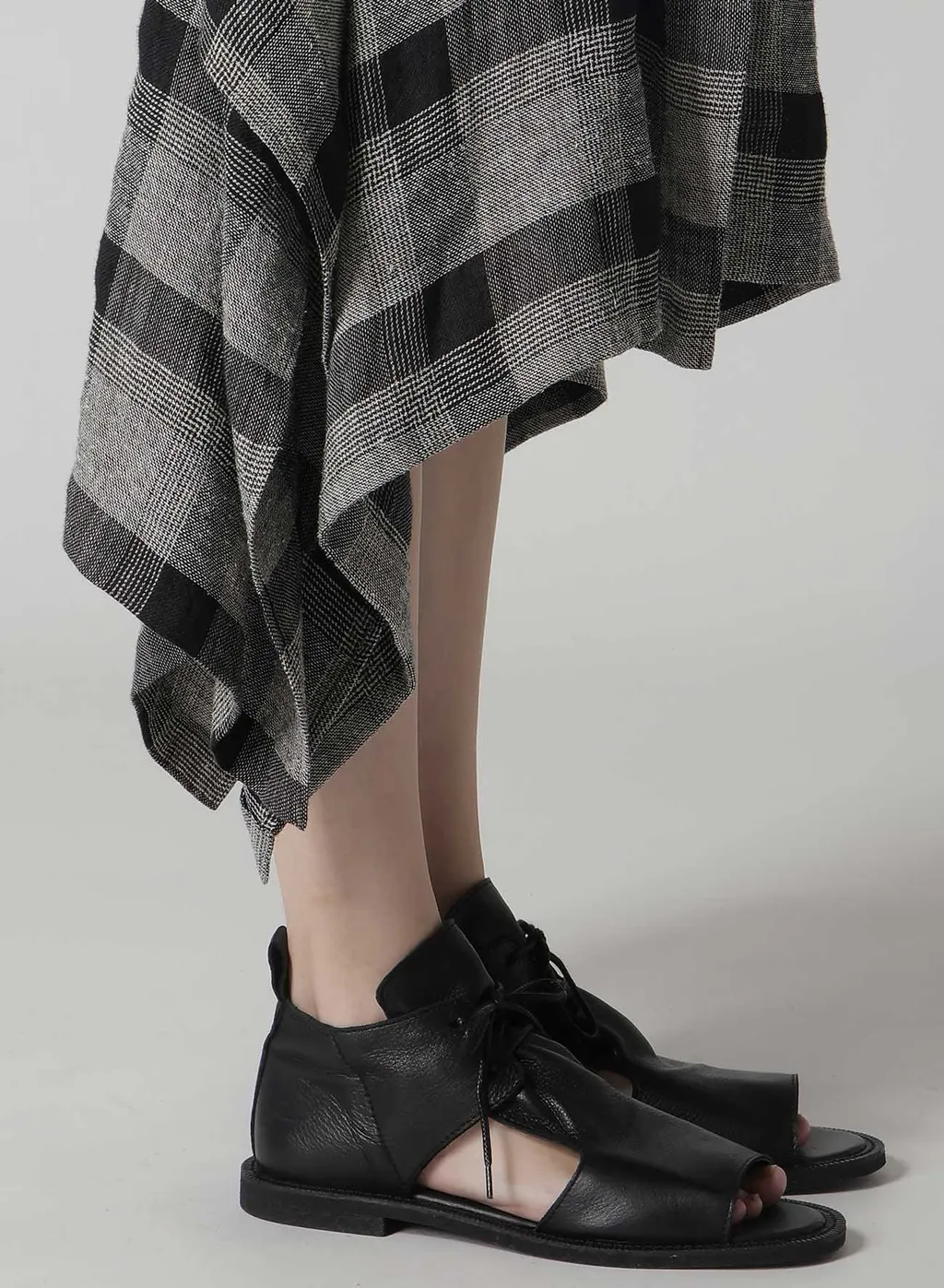 Linen/Silk Plaid Handkerchief Hem Dress