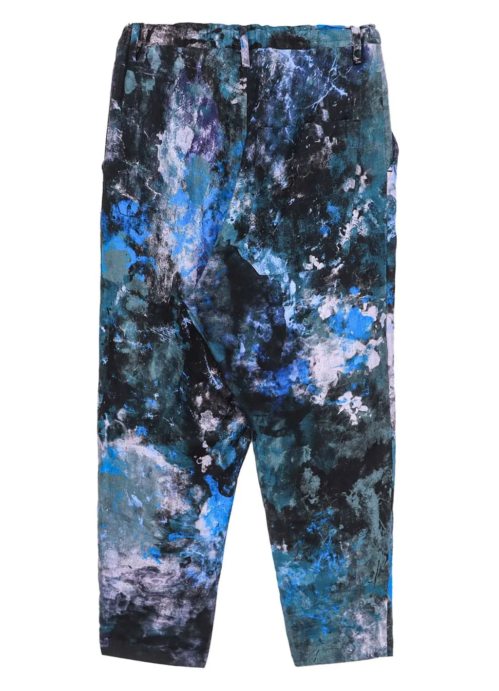 Linen Lawn Paint Print Elastic String Waist Pants