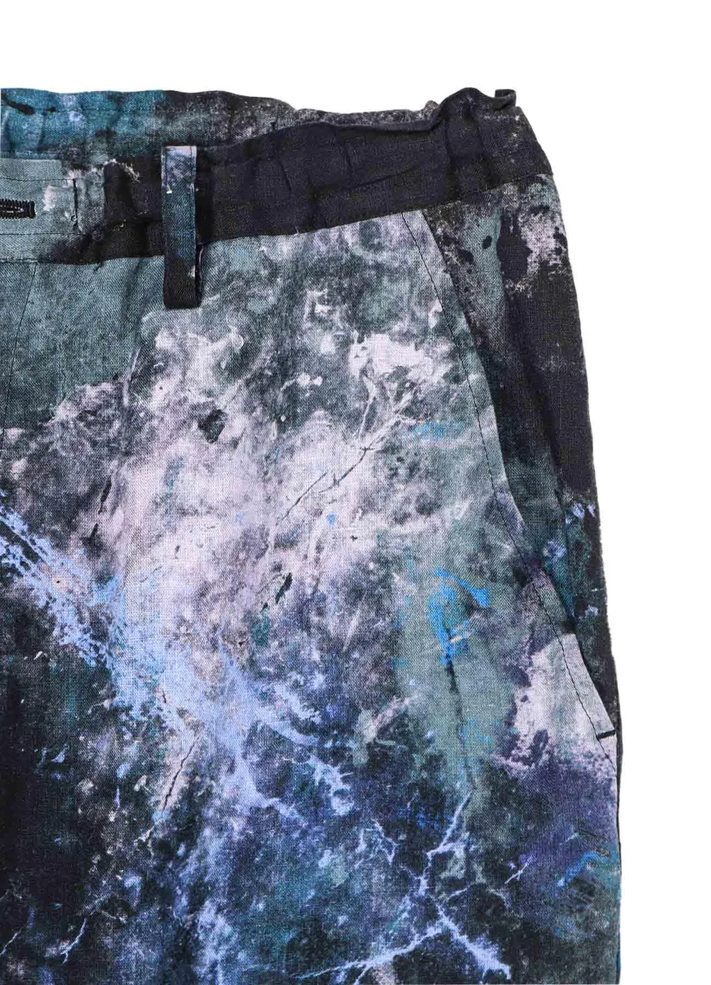 Linen Lawn Paint Print Elastic String Waist Pants