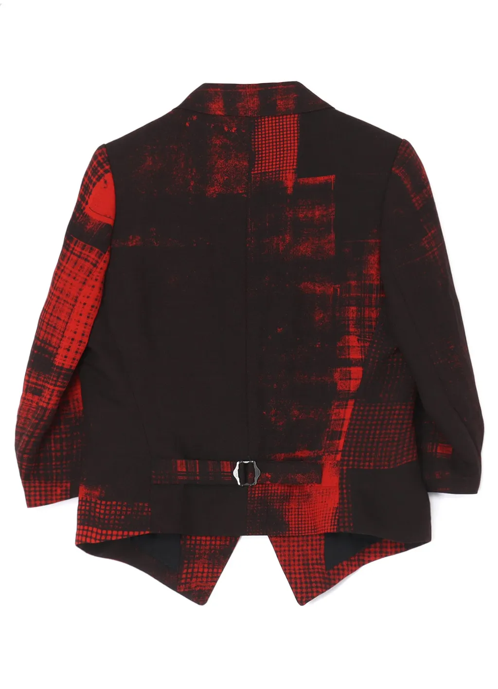Copied Checked Print Cropped Sleeve Tail Jacket
