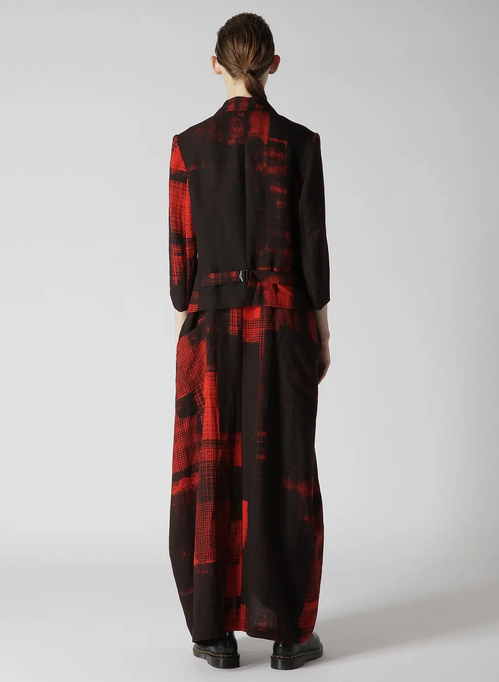 Copied Checked Print Cropped Sleeve Tail Jacket