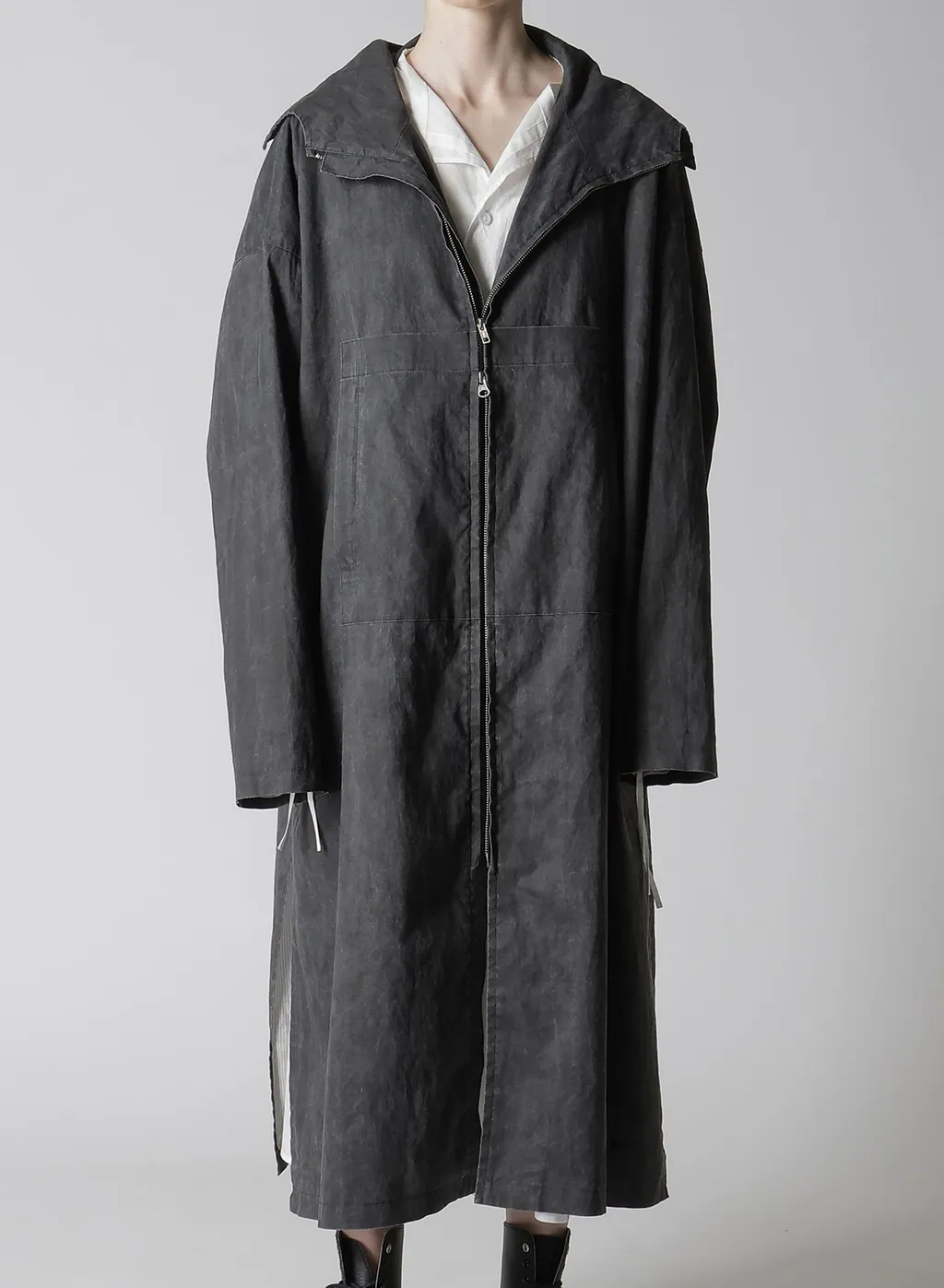 Ramie/Nylon Pigment Coating Big Anorak Coat