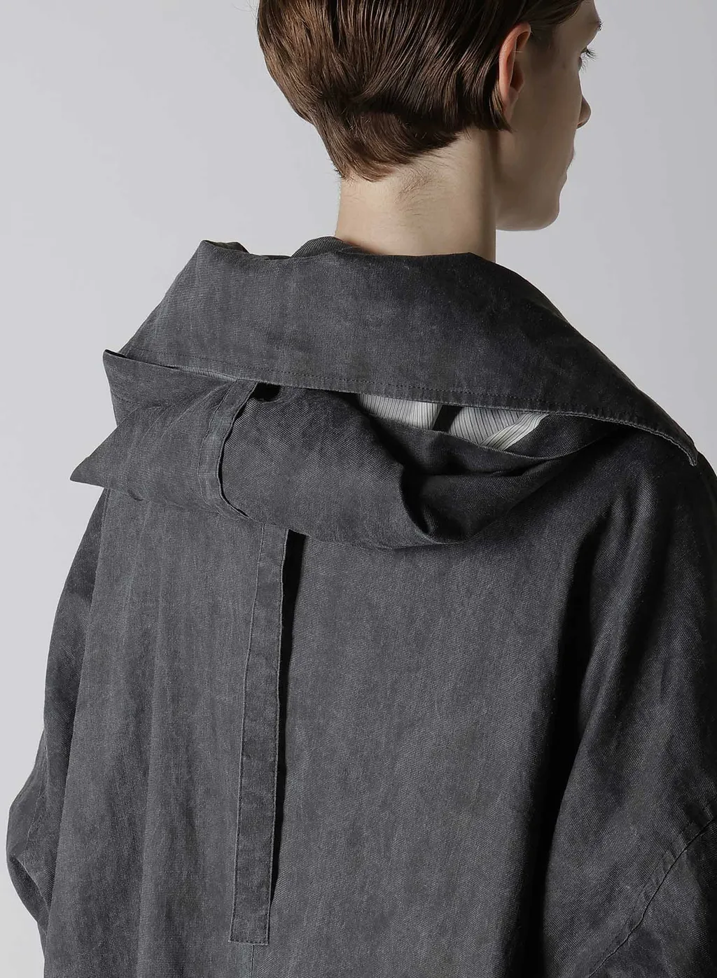 Ramie/Nylon Pigment Coating Big Anorak Coat