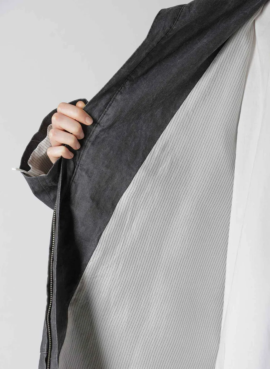 Ramie/Nylon Pigment Coating Big Anorak Coat