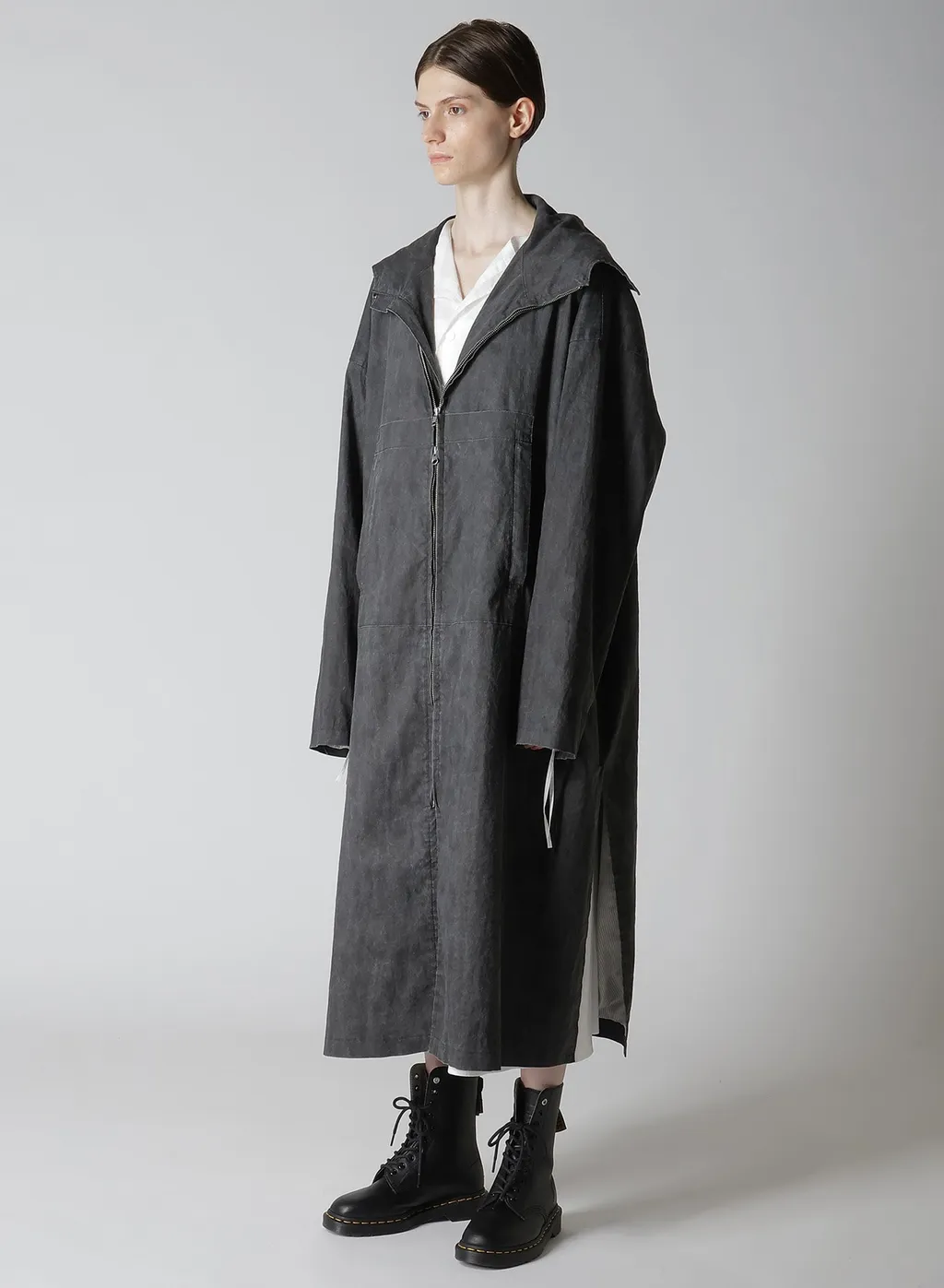 Ramie/Nylon Pigment Coating Big Anorak Coat
