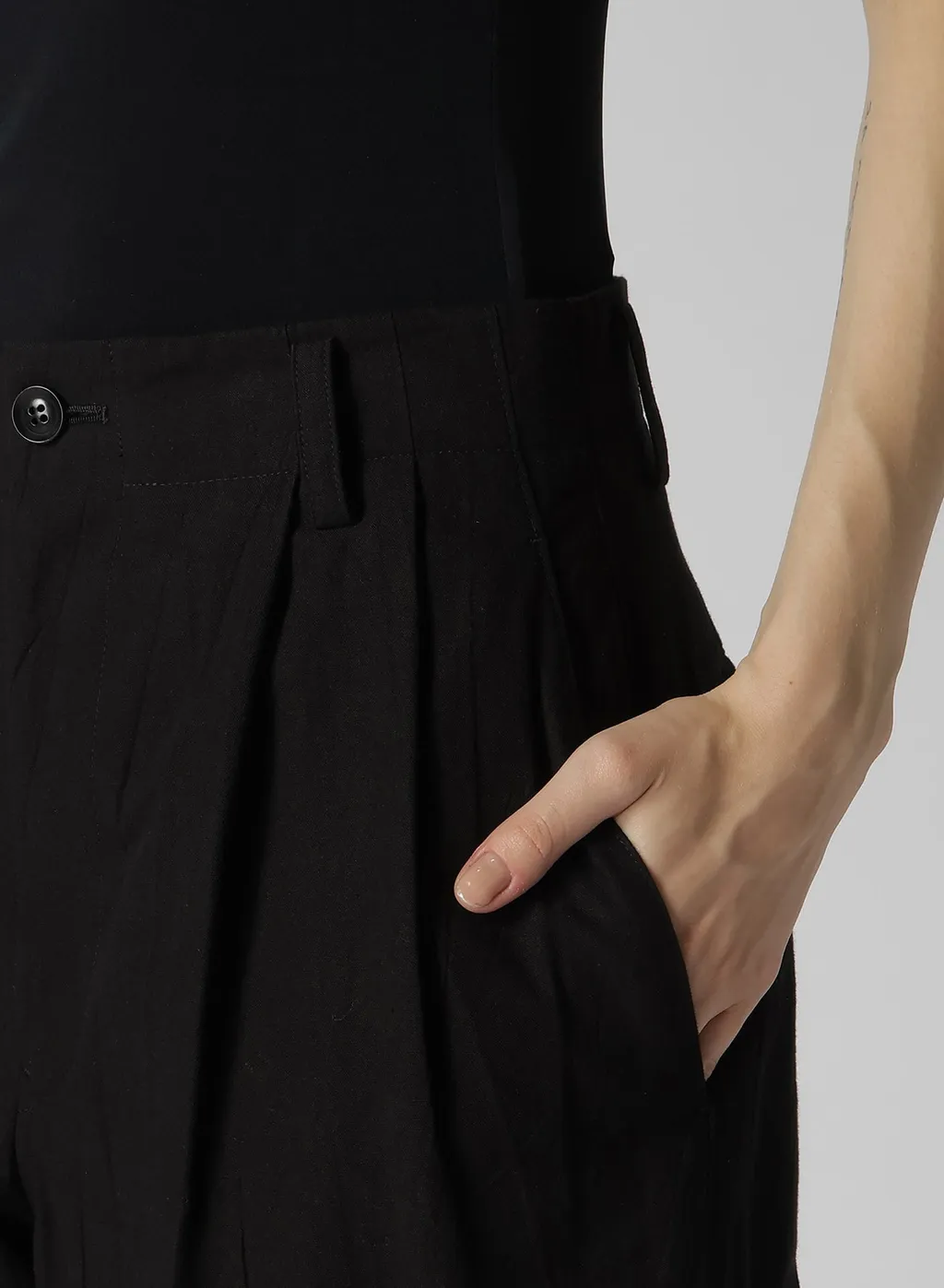 Plain Weave Denim Lace Up Hem Pants