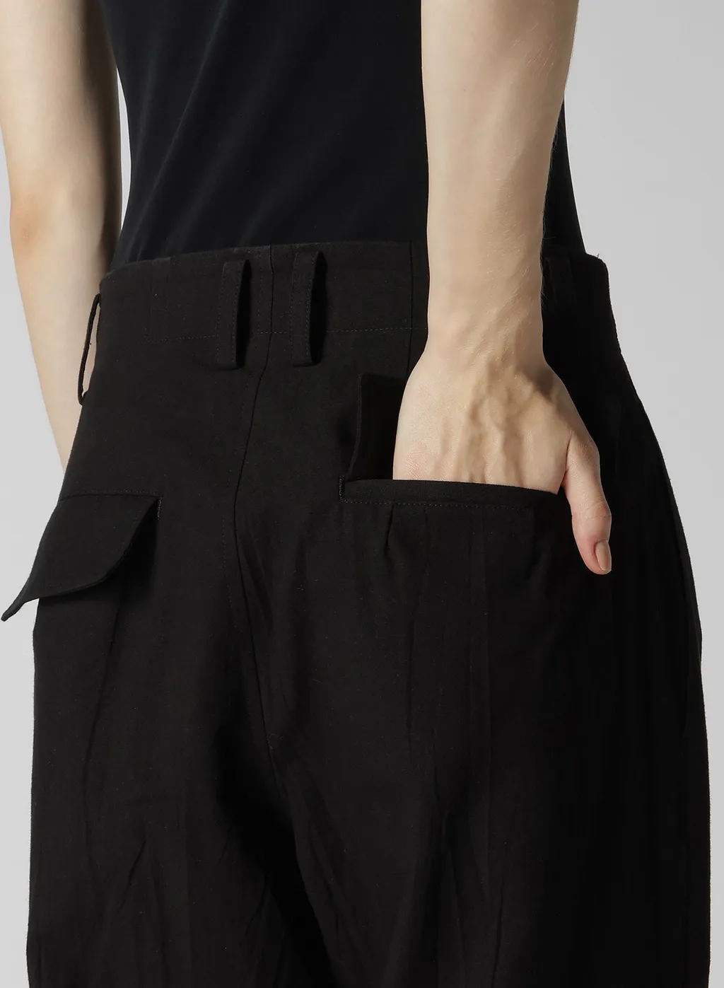 Plain Weave Denim Lace Up Hem Pants