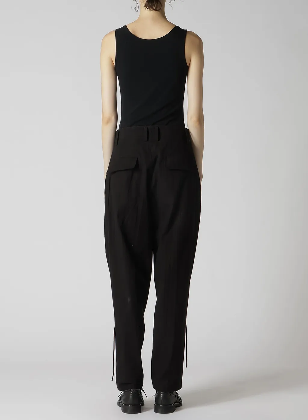 Plain Weave Denim Lace Up Hem Pants