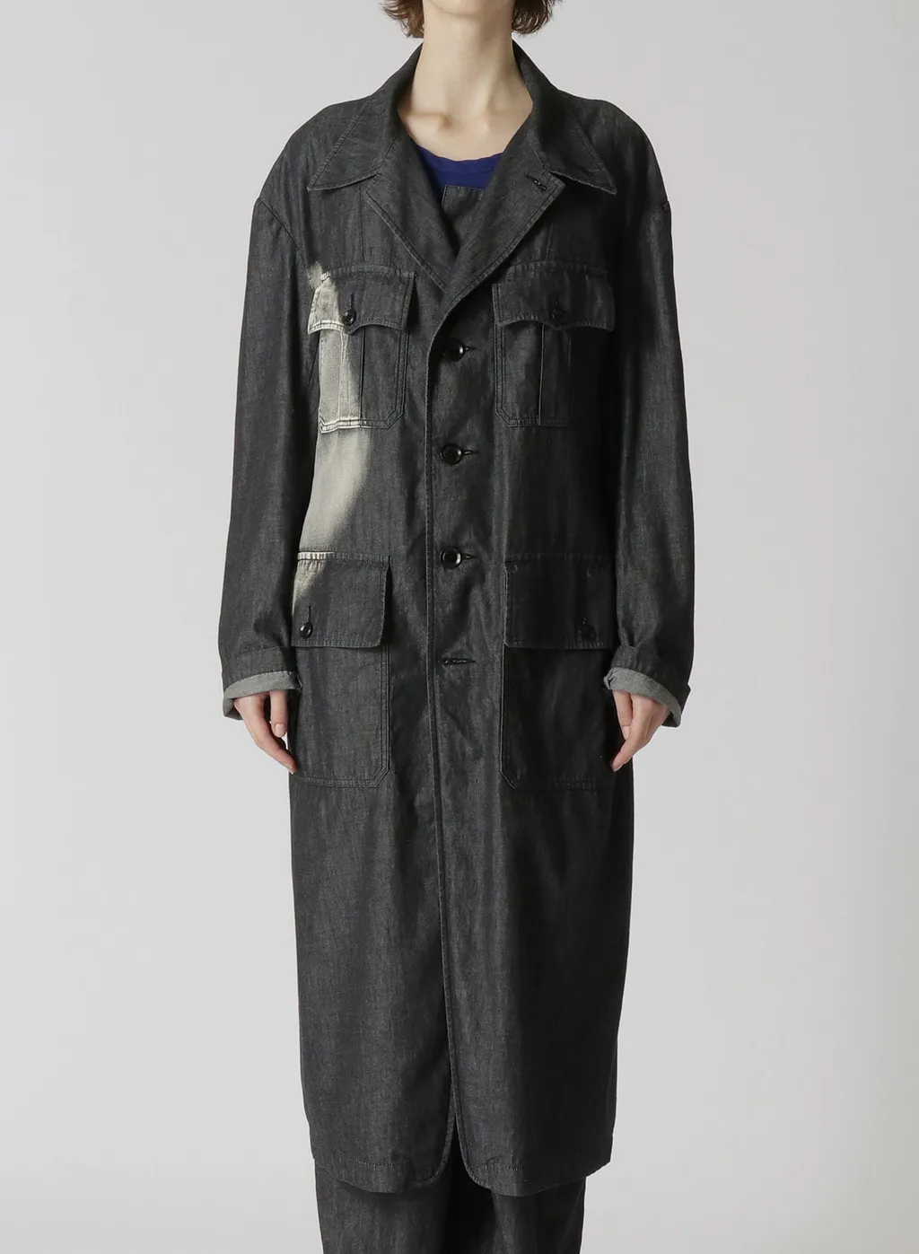 Spotted Denim 4 Pockets Long Jacket