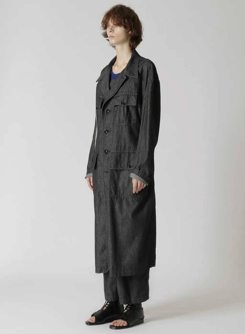 Spotted Denim 4 Pockets Long Jacket
