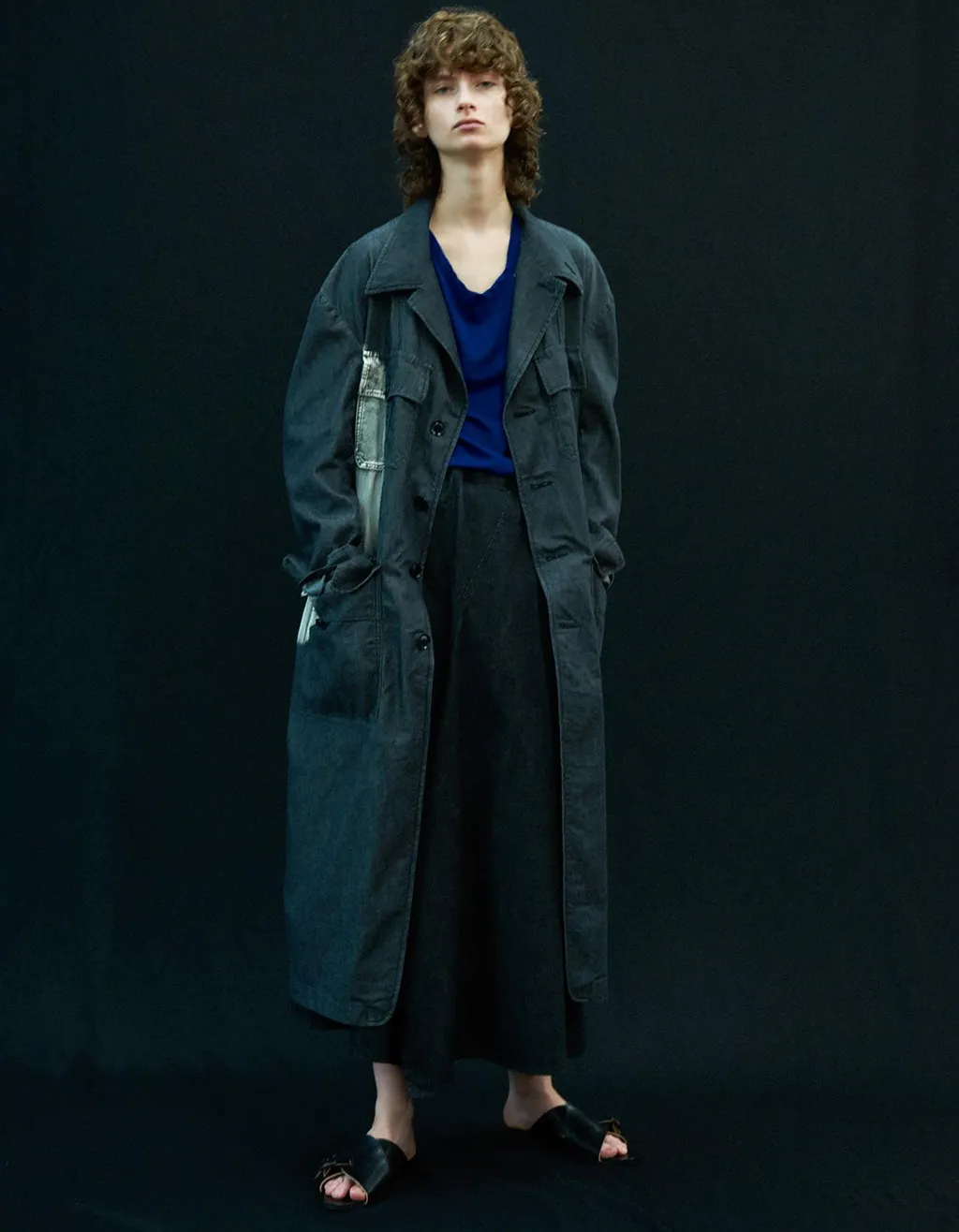 Spotted Denim 4 Pockets Long Jacket