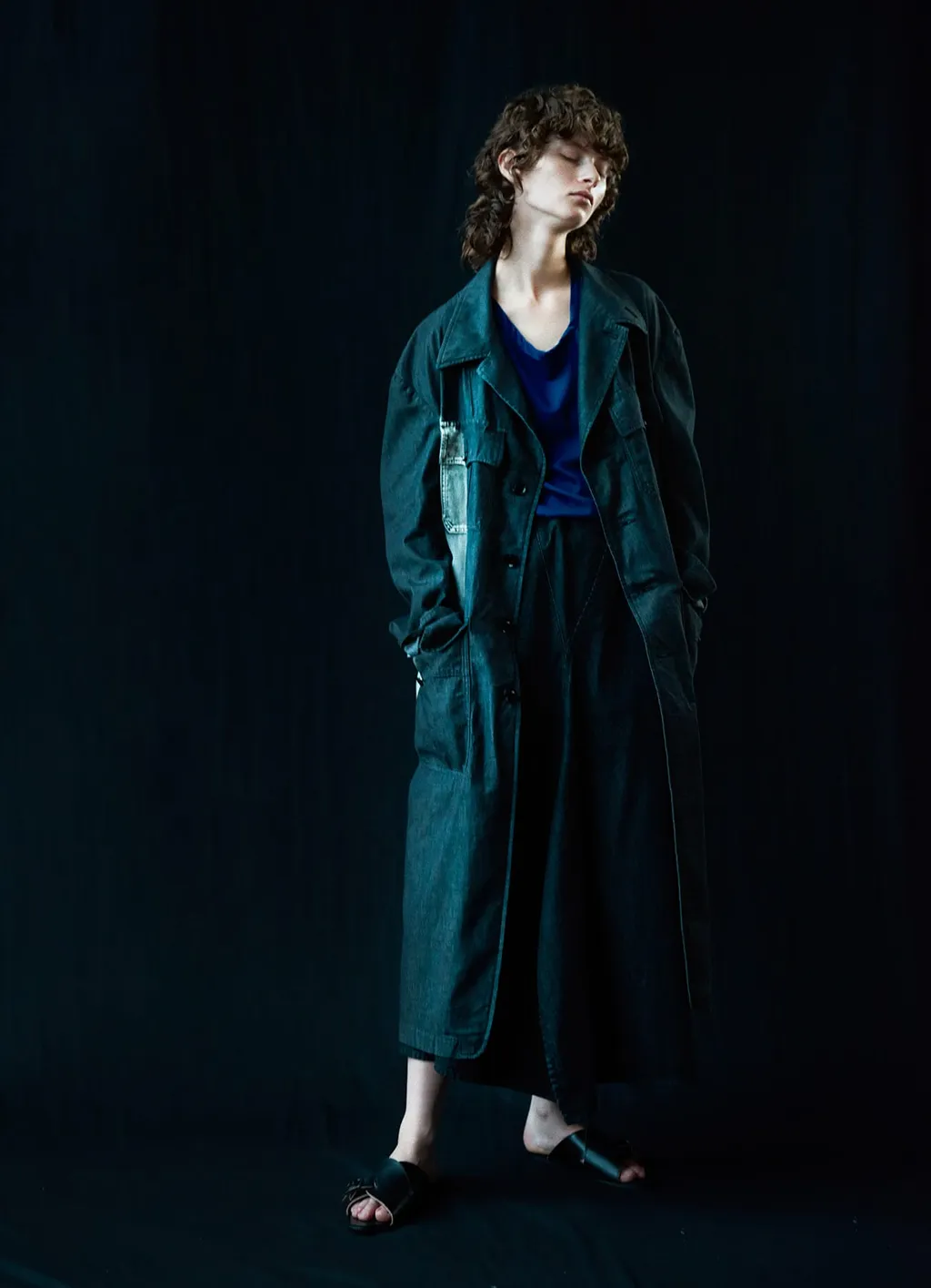 Spotted Denim 4 Pockets Long Jacket