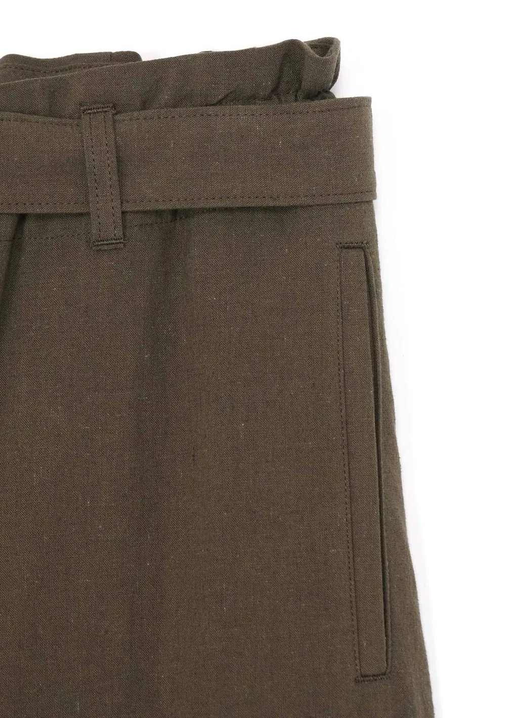 Cotton Flax Poplin Belted Pants
