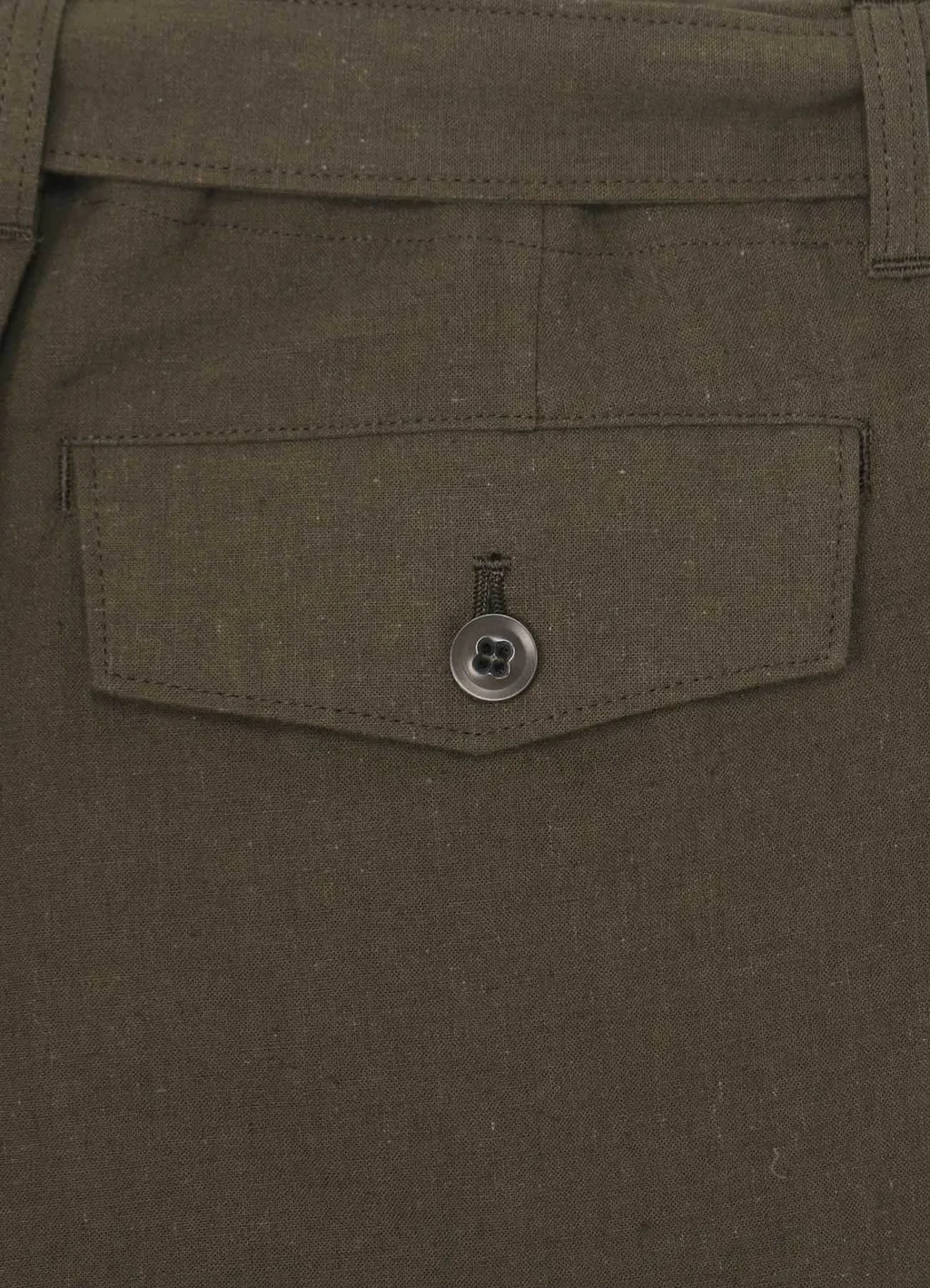 Cotton Flax Poplin Belted Pants