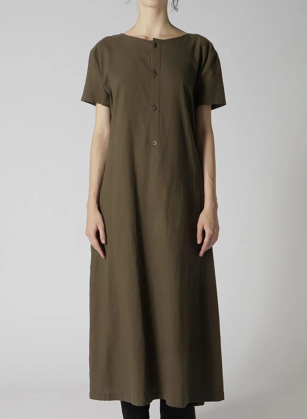 Cotton Flax Poplin Back Tie Dress
