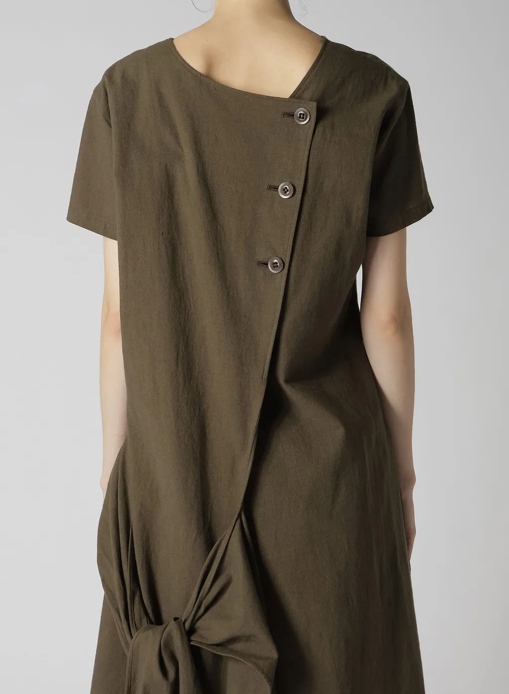 Cotton Flax Poplin Back Tie Dress