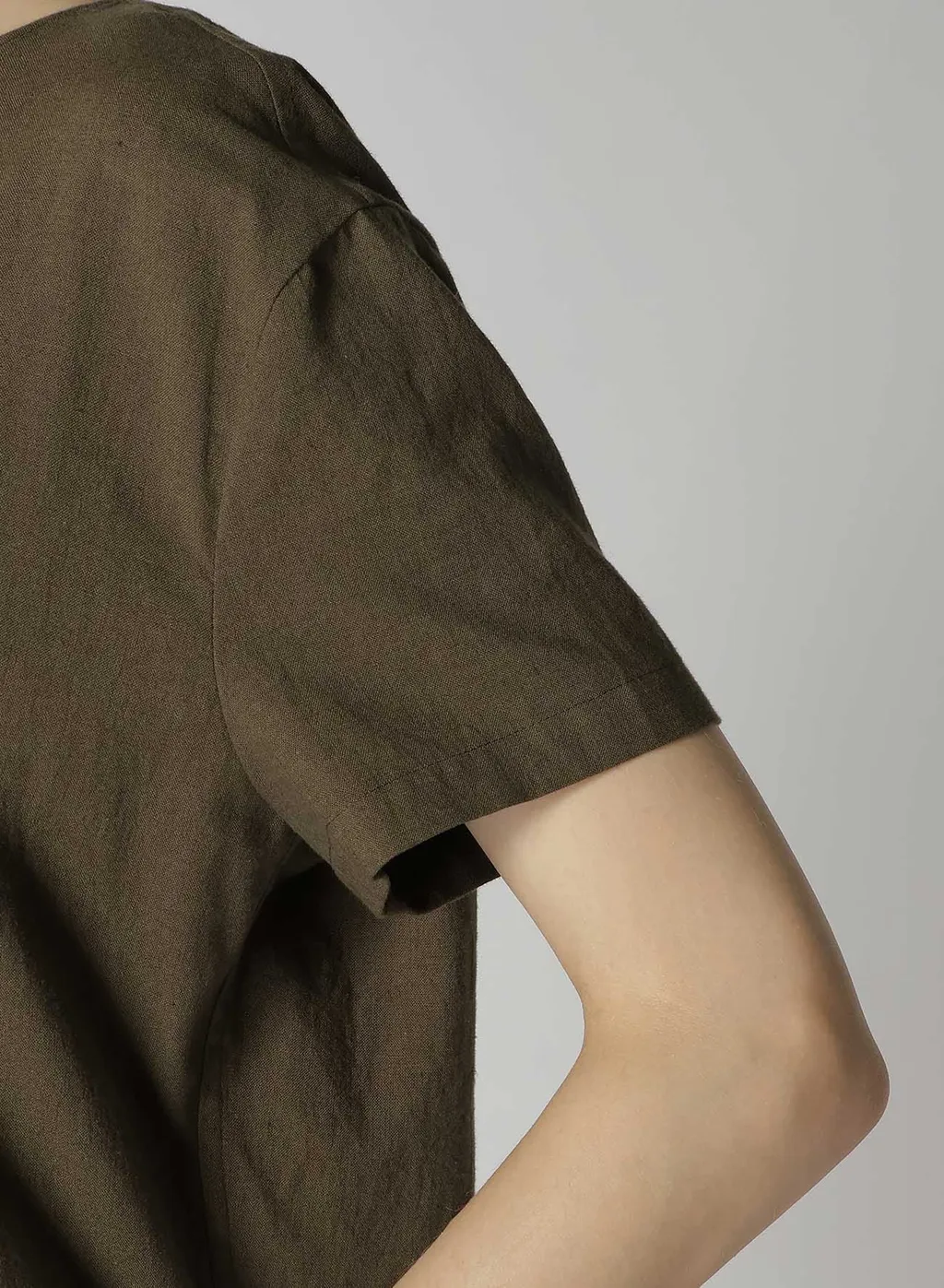 Cotton Flax Poplin Back Tie Dress
