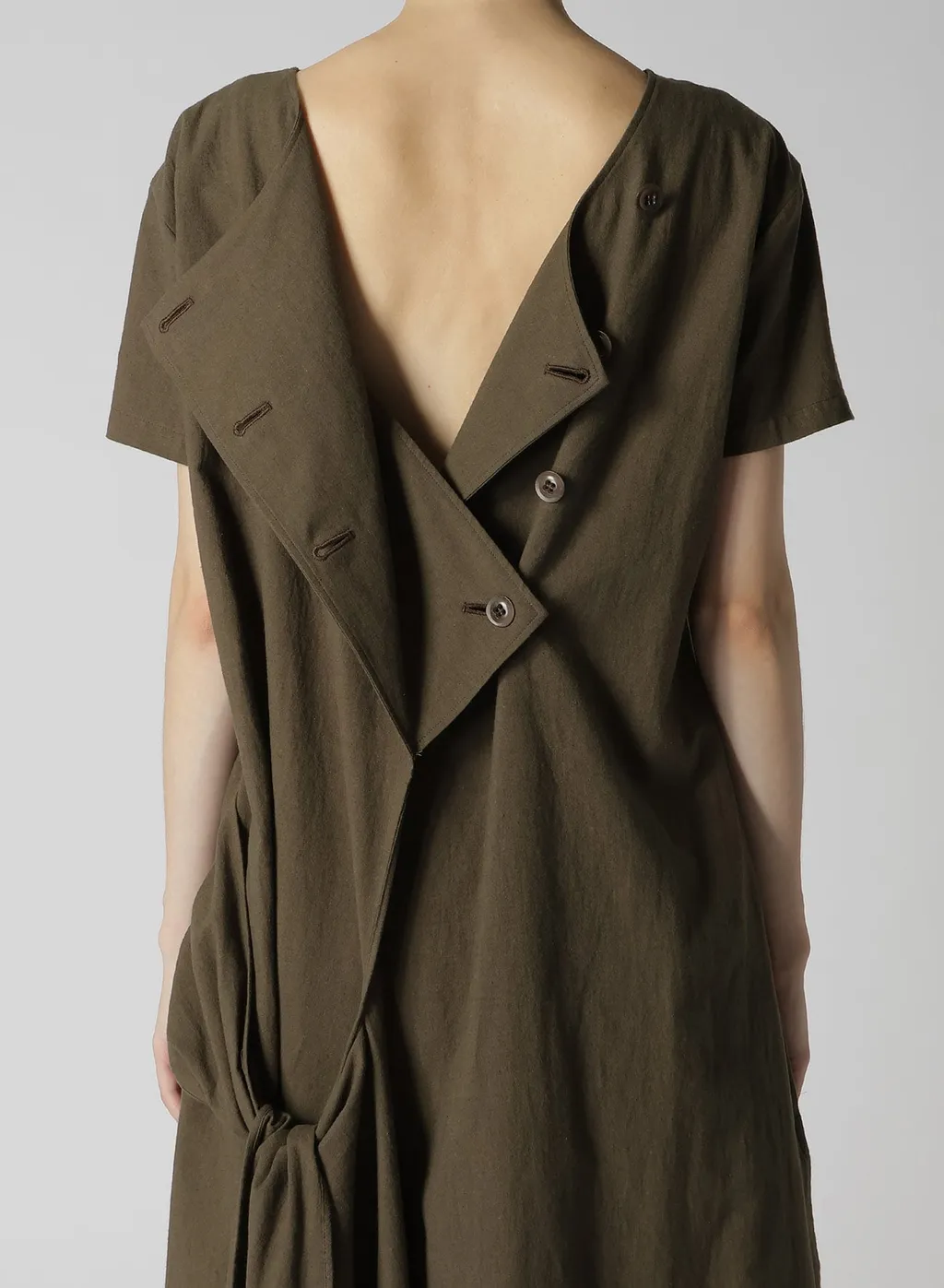 Cotton Flax Poplin Back Tie Dress