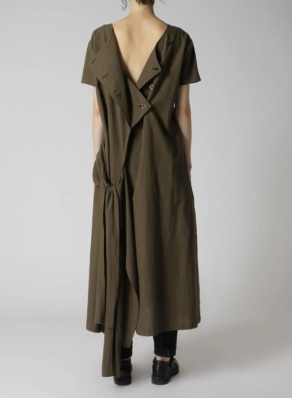 Cotton Flax Poplin Back Tie Dress