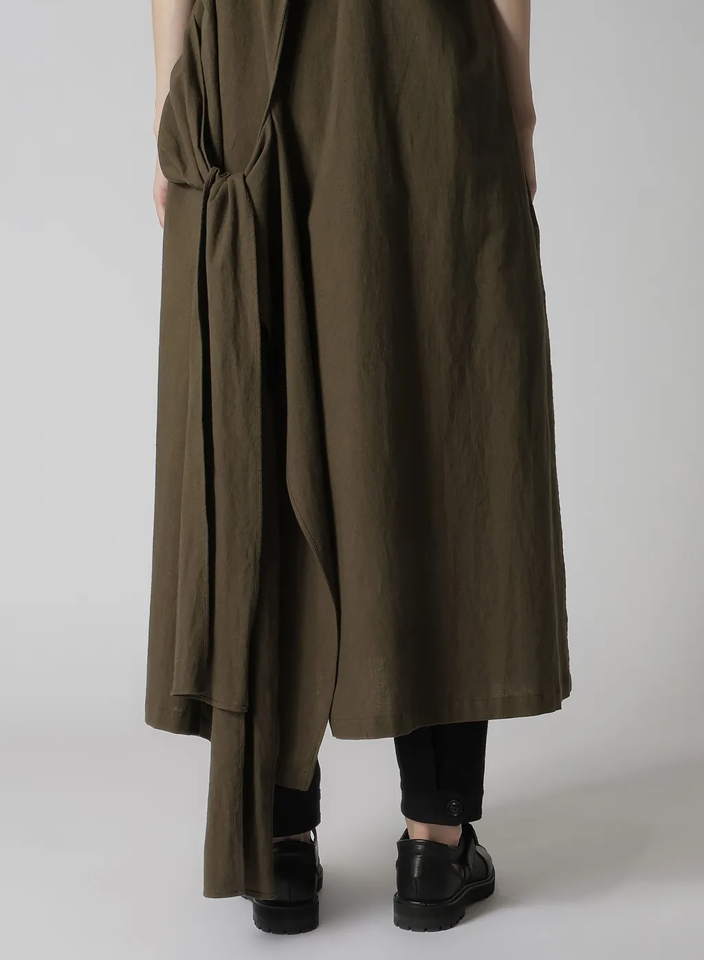 Cotton Flax Poplin Back Tie Dress