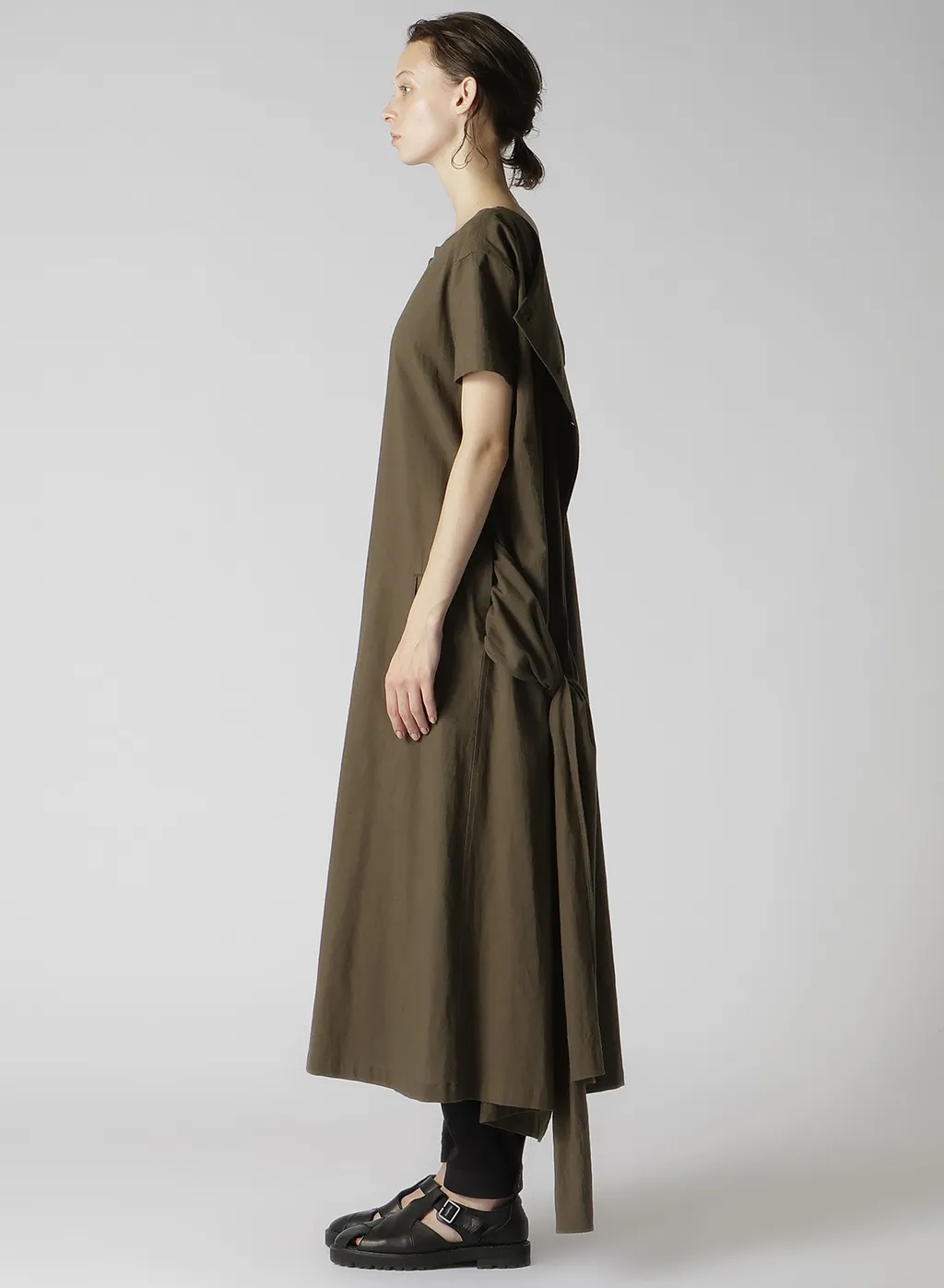 Cotton Flax Poplin Back Tie Dress
