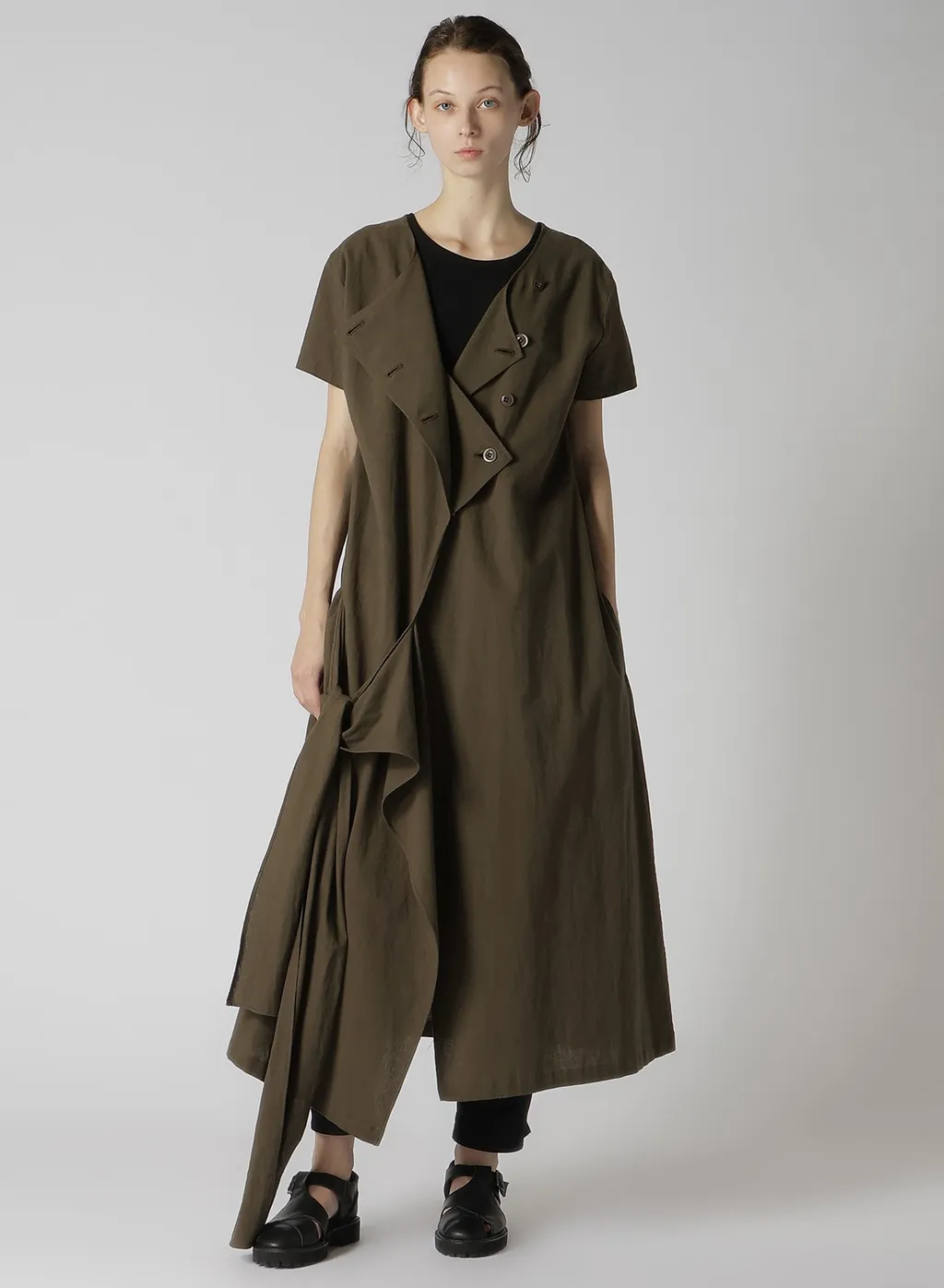 Cotton Flax Poplin Back Tie Dress