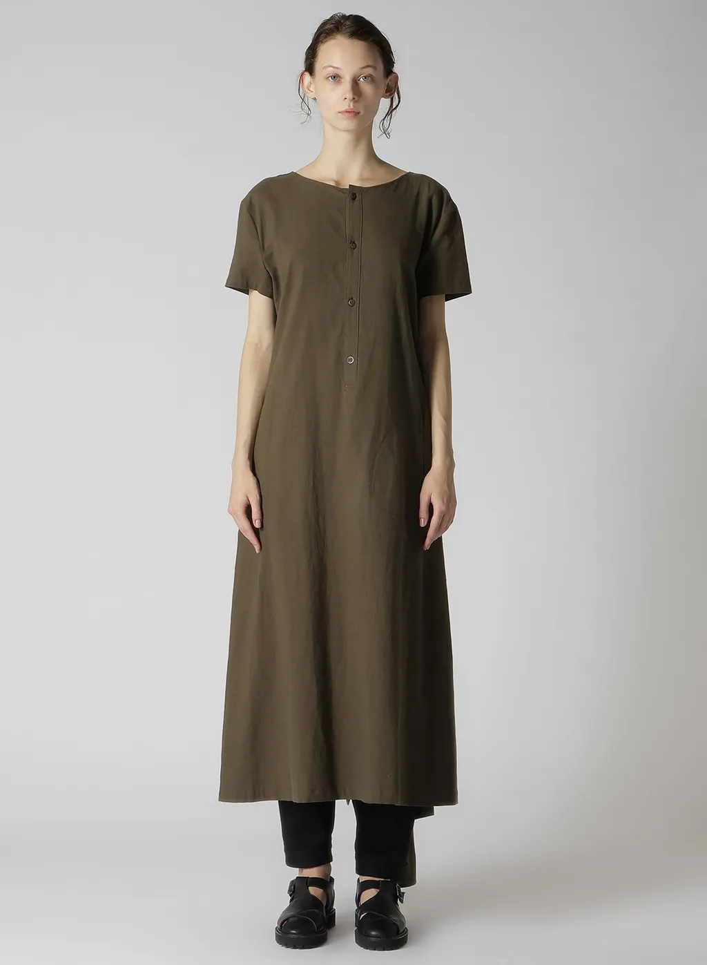 Cotton Flax Poplin Back Tie Dress