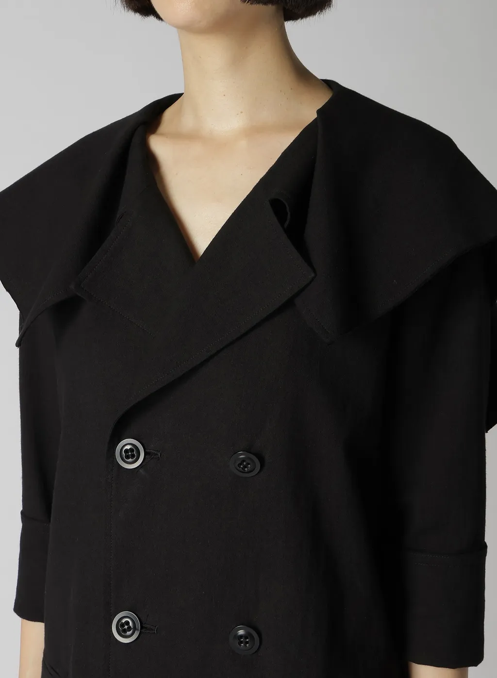 Cotton Flax Poplin Sailor Collar Jacket