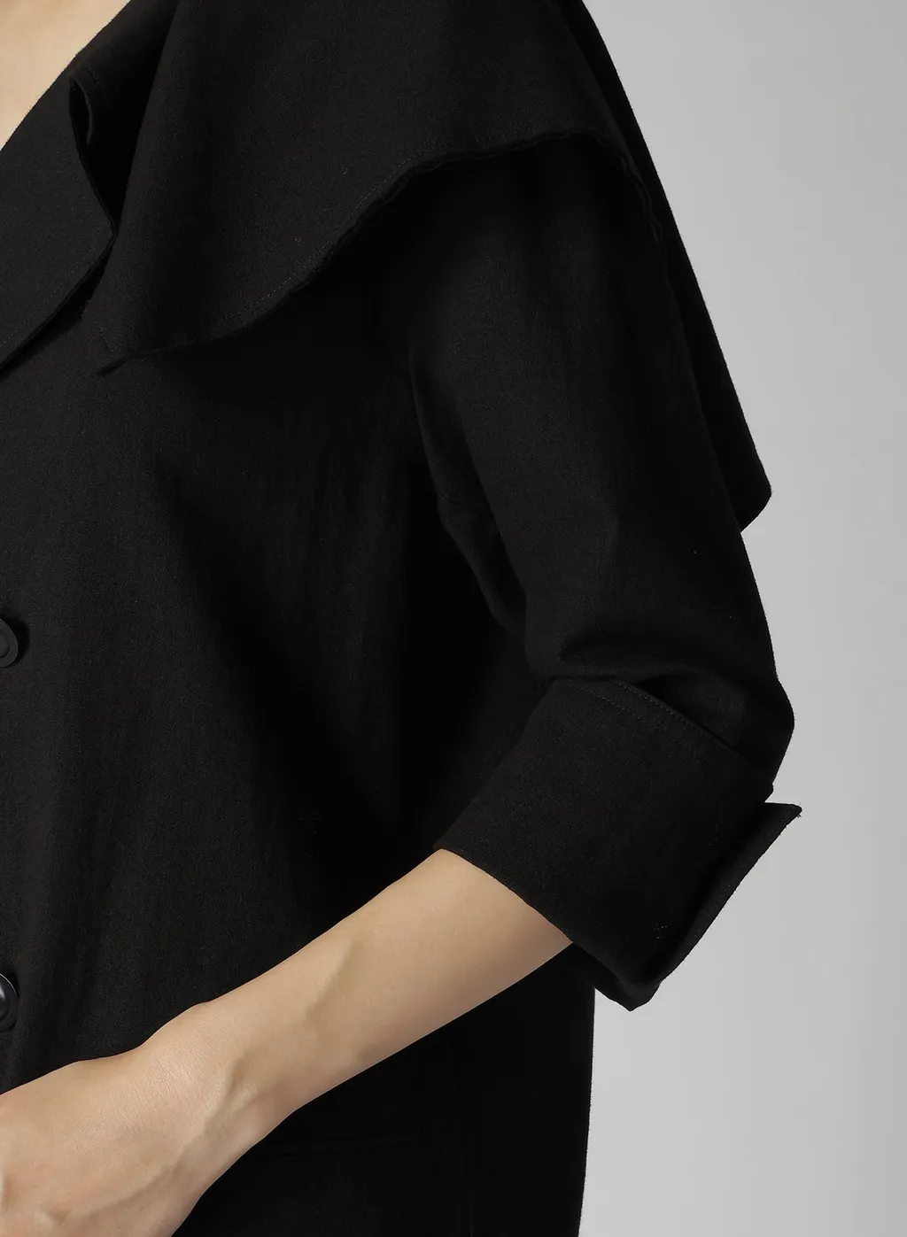 Cotton Flax Poplin Sailor Collar Jacket
