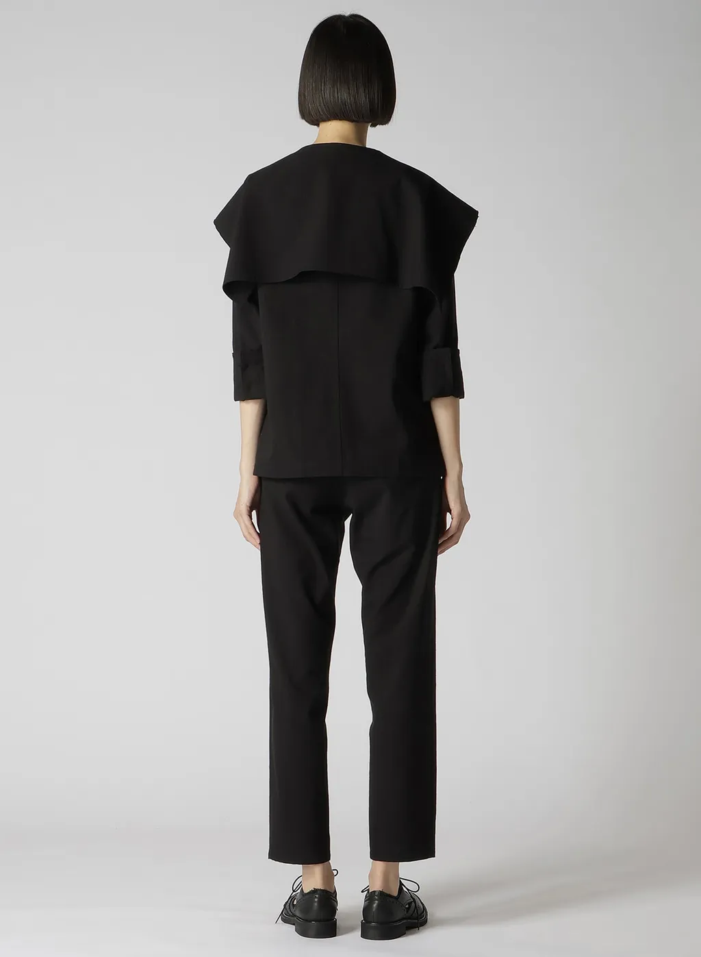 Cotton Flax Poplin Sailor Collar Jacket