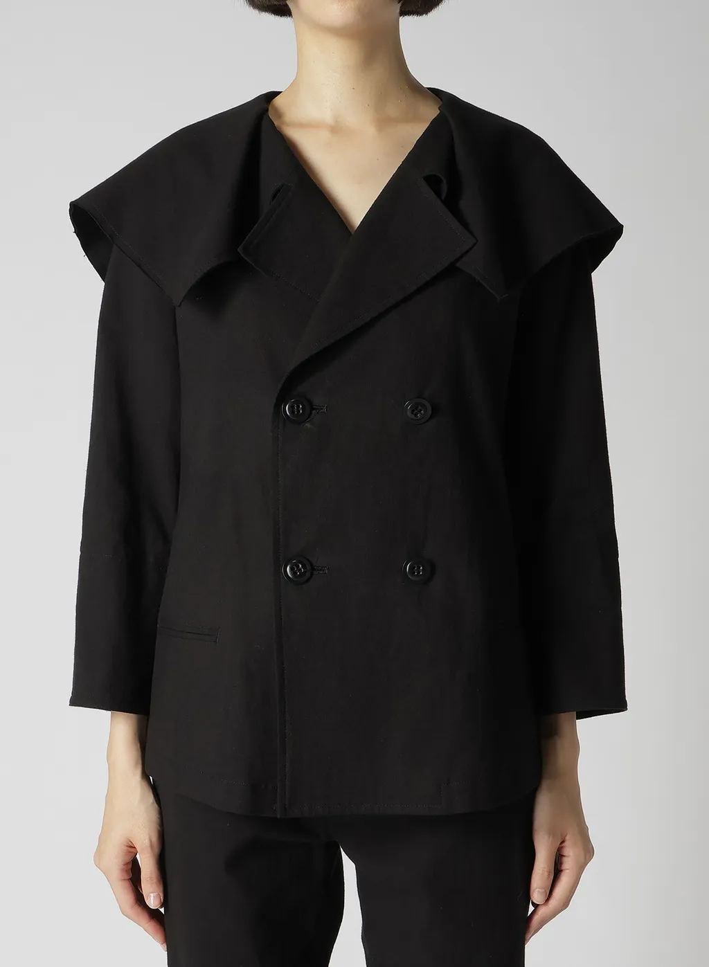 Cotton Flax Poplin Sailor Collar Jacket